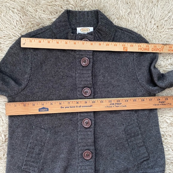 Talbots Cashmere Merino Wool Sweater Cardigan Gray Bell Sleeves Mock Neck - Picture 8 of 10